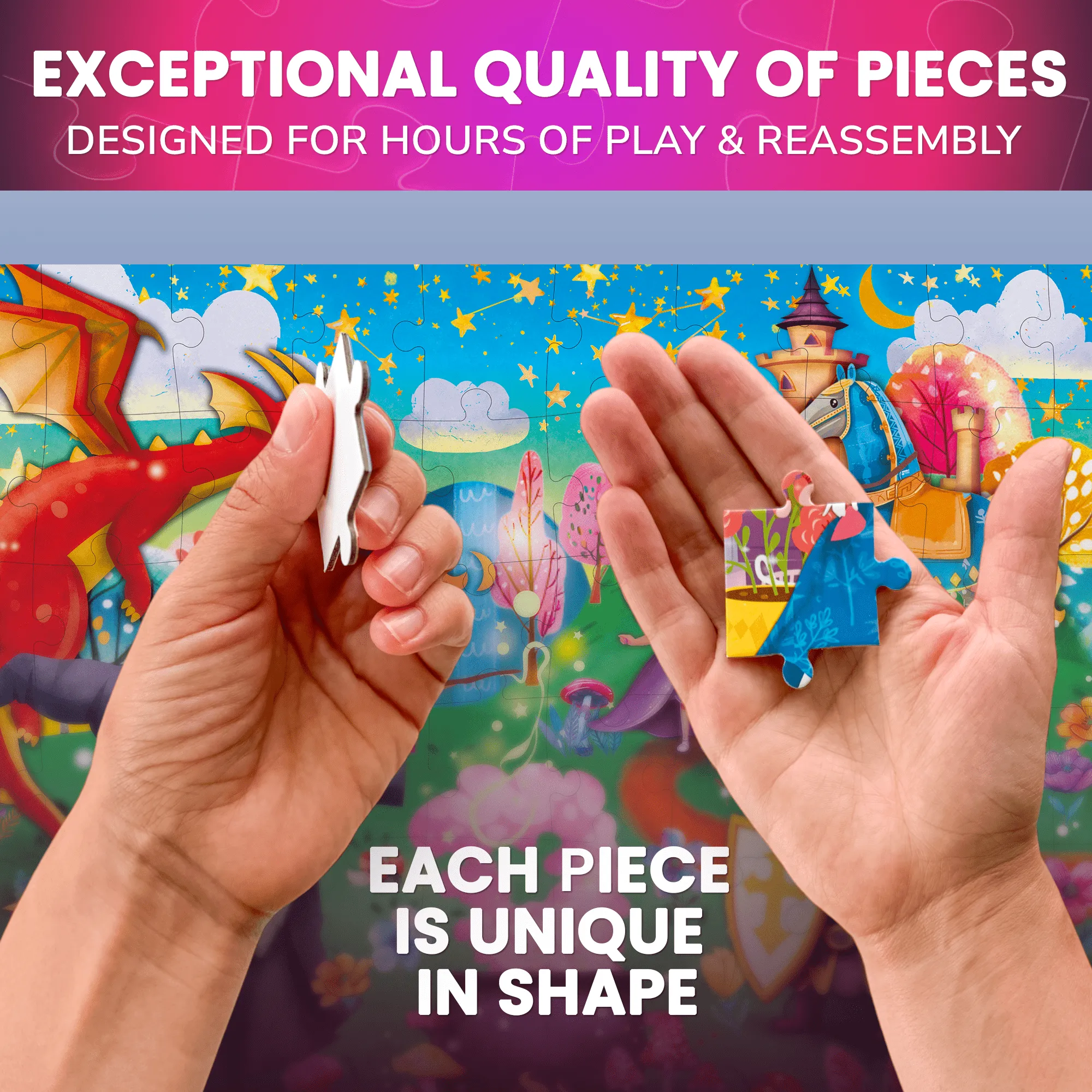 60 Piece Glow in The Dark Puzzles for Kids | Tale Heroes