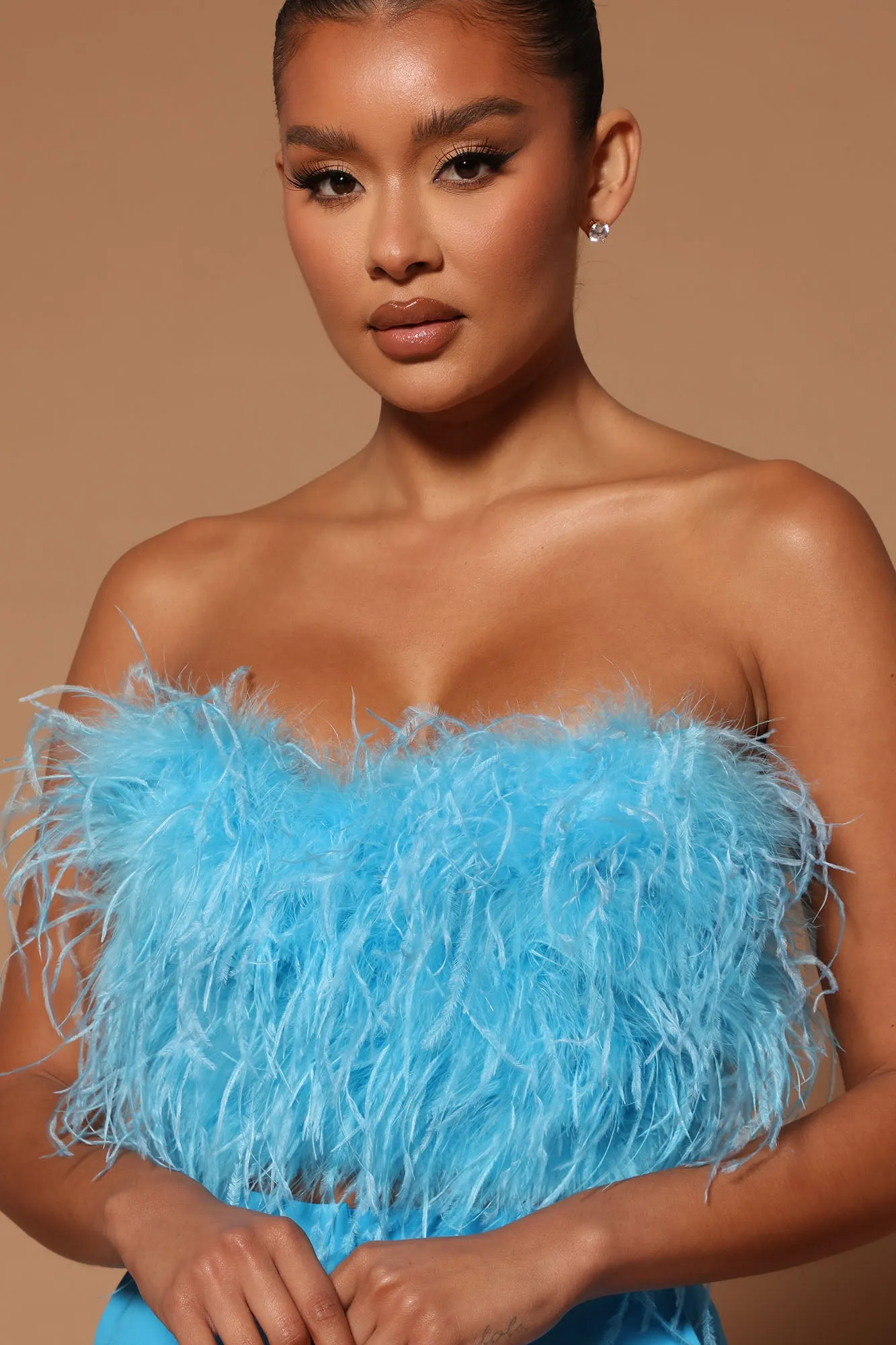 Asalia Feathered Top - Turquoise