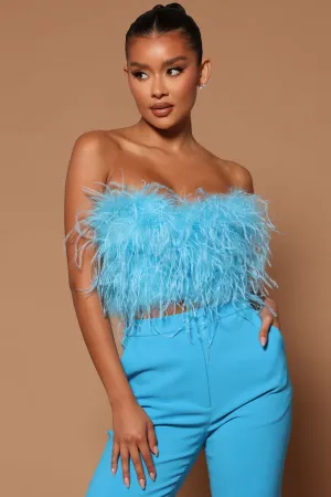 Asalia Feathered Top - Turquoise