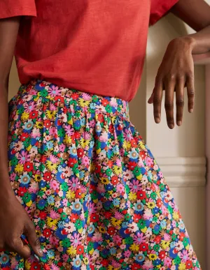 Cotton Sateen Skirt-Cherry Red, Paintbox Ditsy