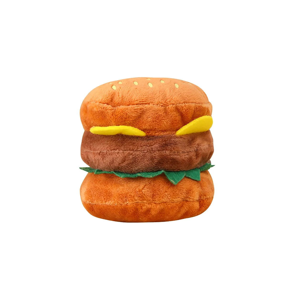 Dog Chew Toy - Hamburger Plush Chew Toy with Bell for Teeth Grinding and Puppy Training