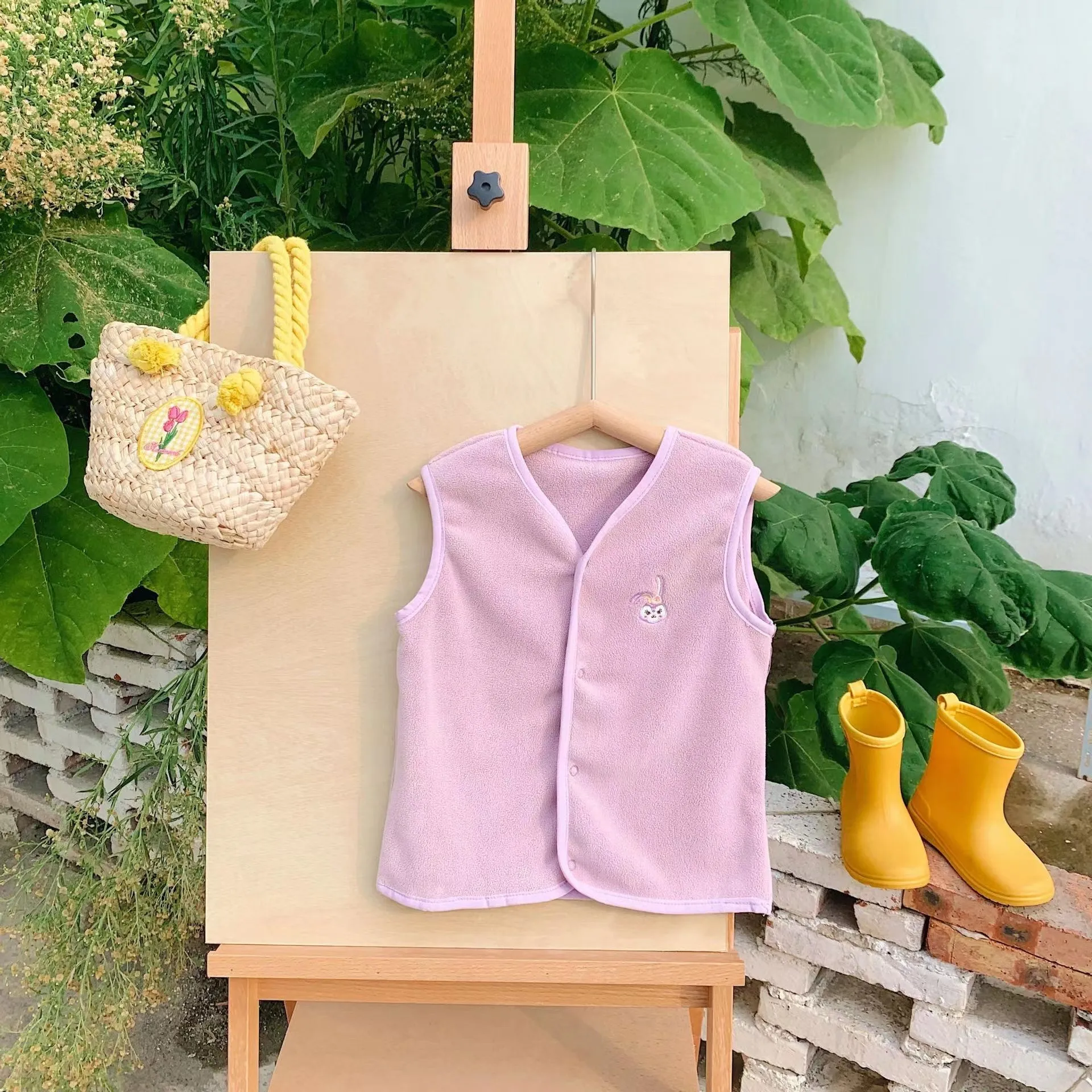 Embroidered Tiny Animals Plush Vest