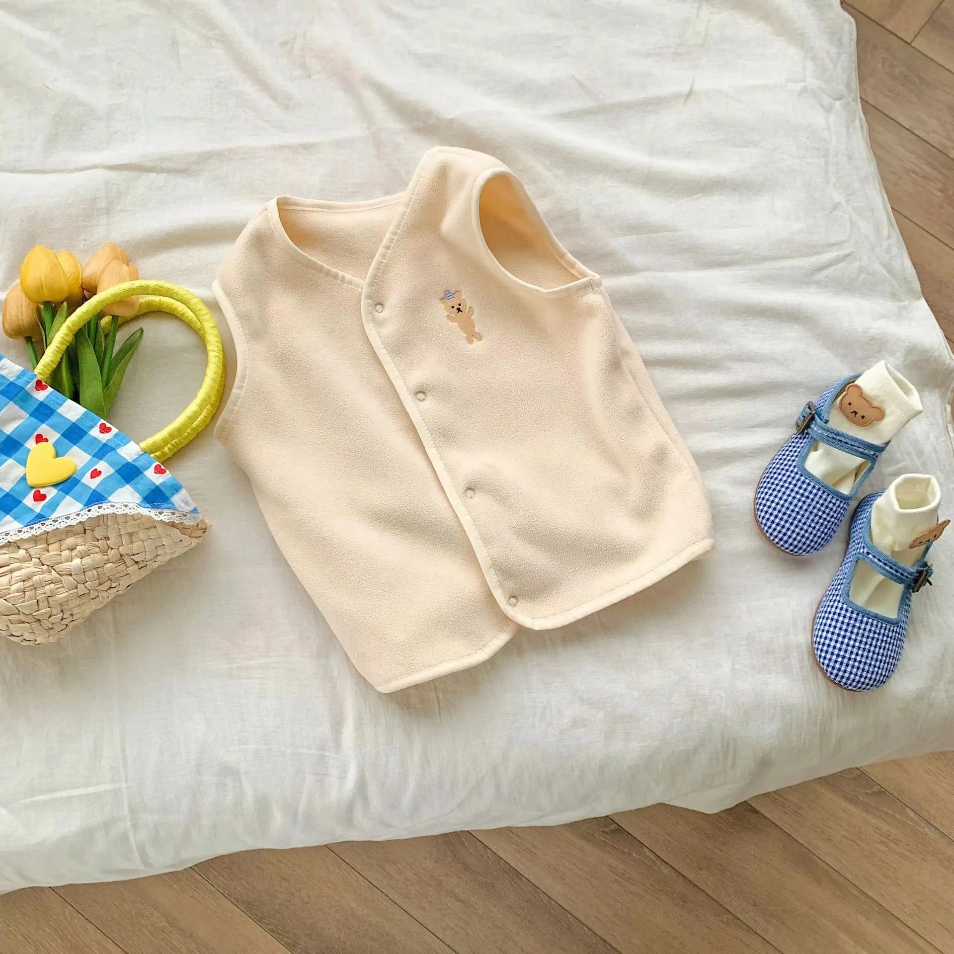 Embroidered Tiny Animals Plush Vest