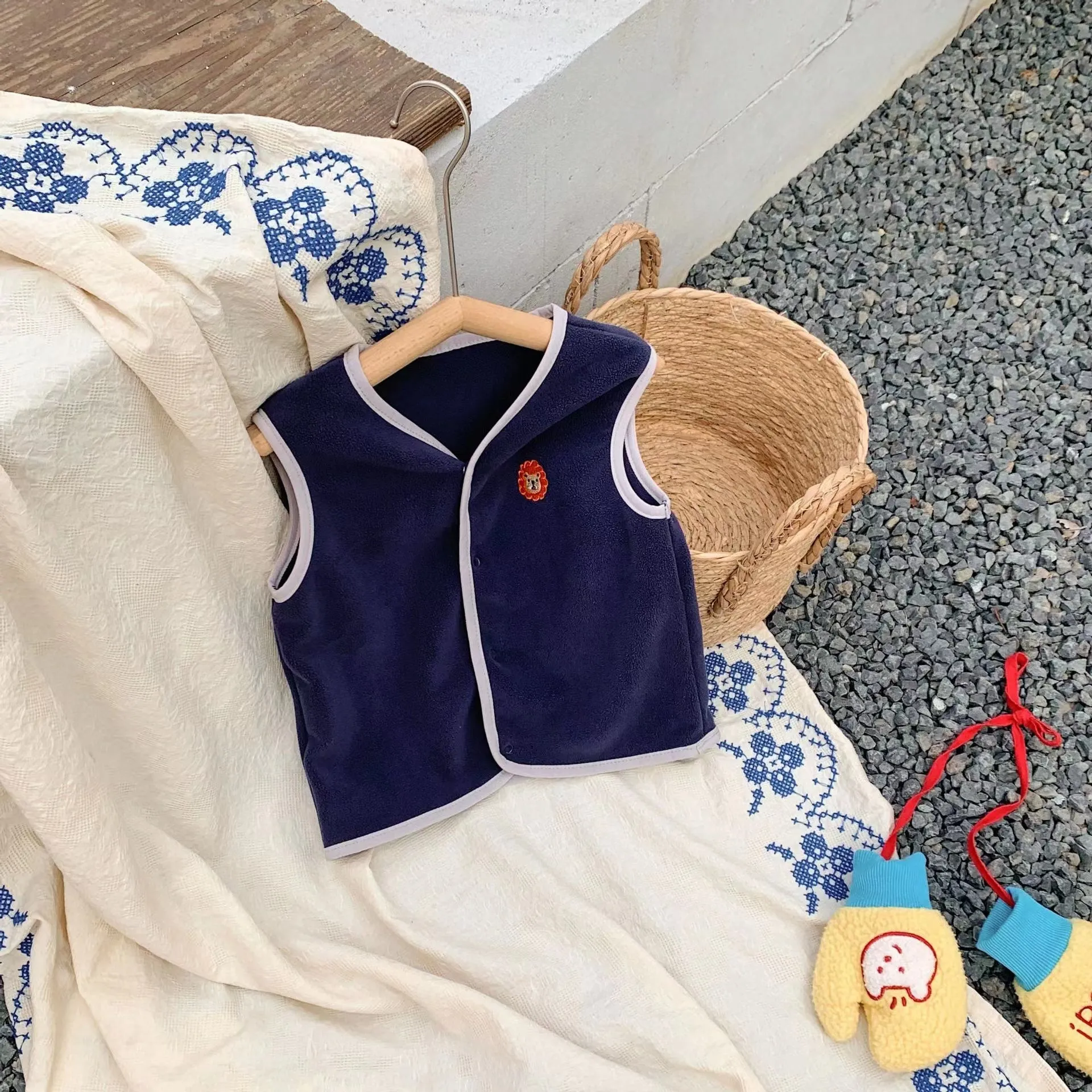 Embroidered Tiny Animals Plush Vest