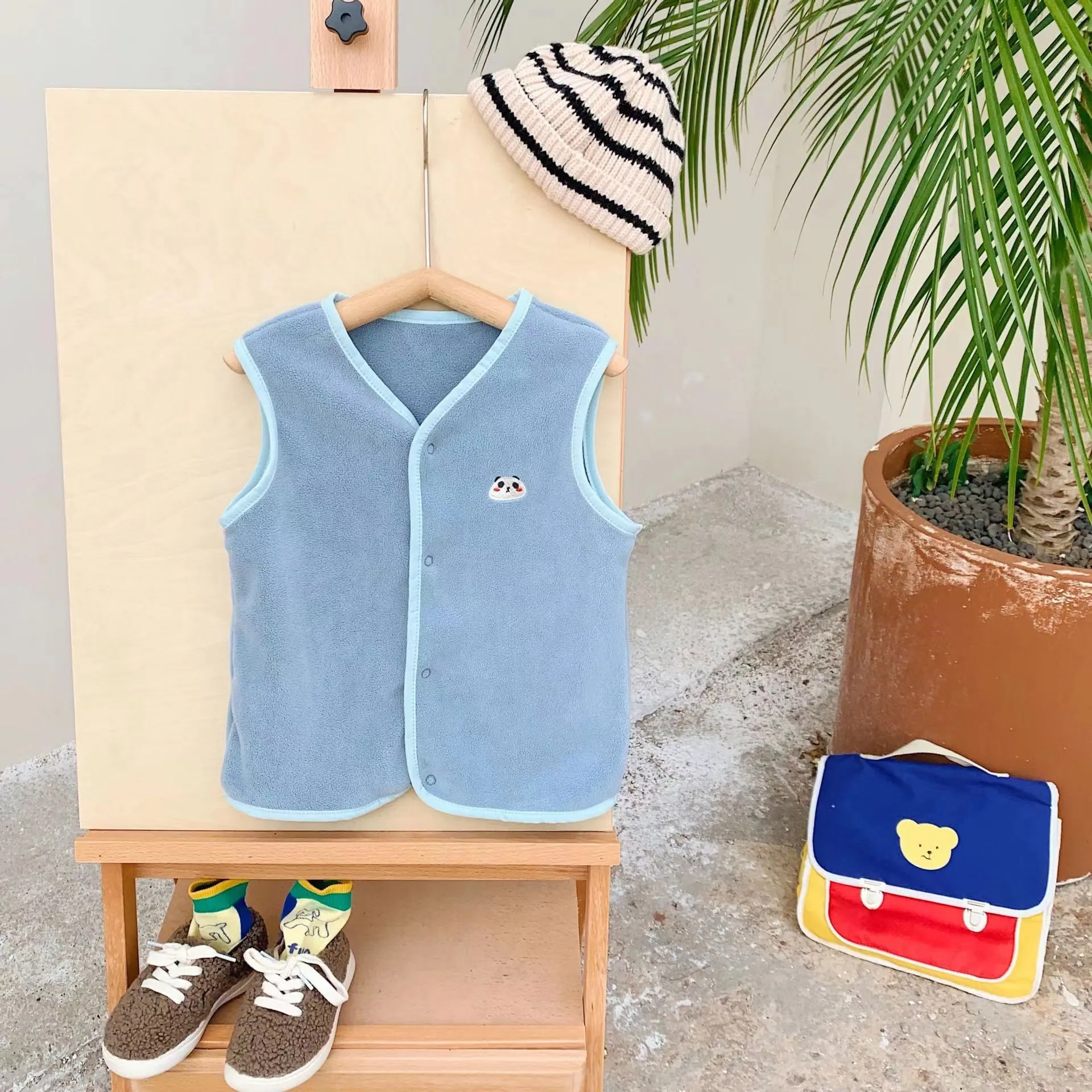 Embroidered Tiny Animals Plush Vest