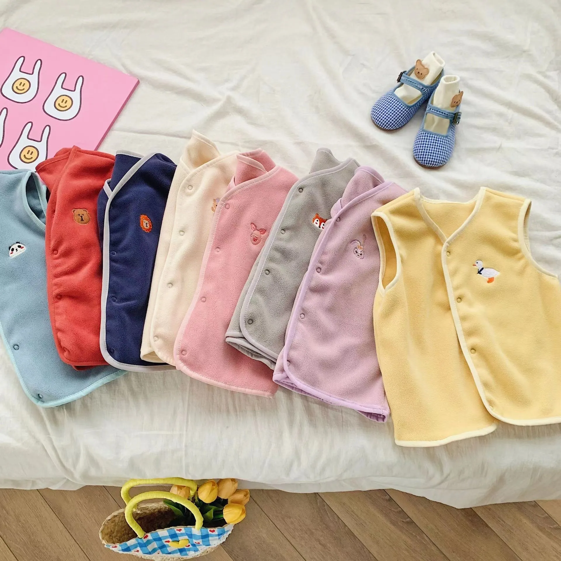 Embroidered Tiny Animals Plush Vest