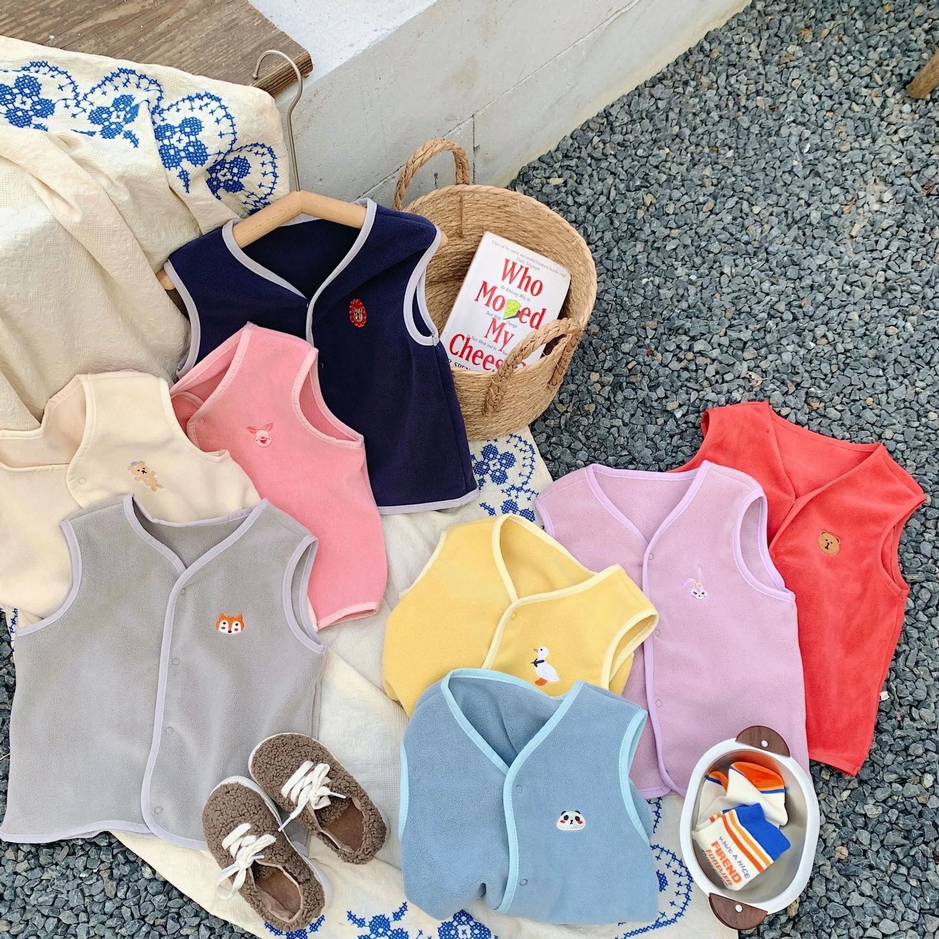 Embroidered Tiny Animals Plush Vest