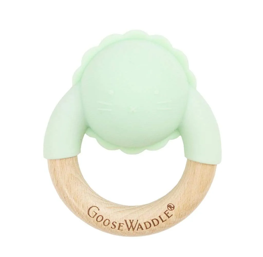 Rattle Teether Wooden   Silicone (4 Colors)