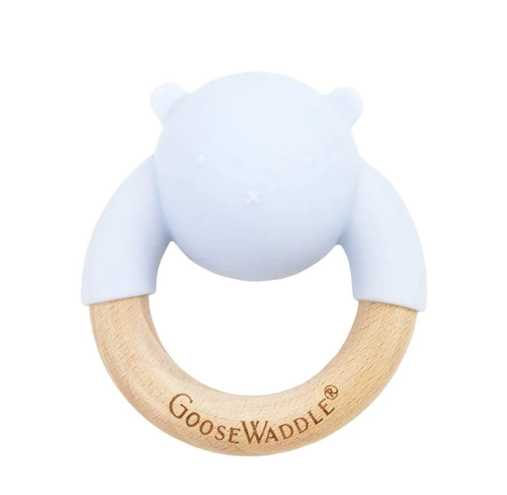 Rattle Teether Wooden   Silicone (4 Colors)