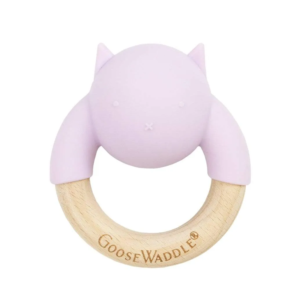 Rattle Teether Wooden   Silicone (4 Colors)